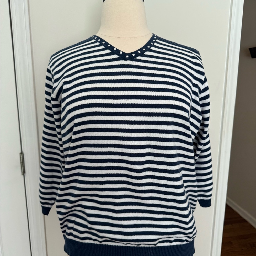 Striped Navy and White Sweater